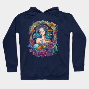 Zodiac Sign Pisces Art Deco Watercolour Hoodie